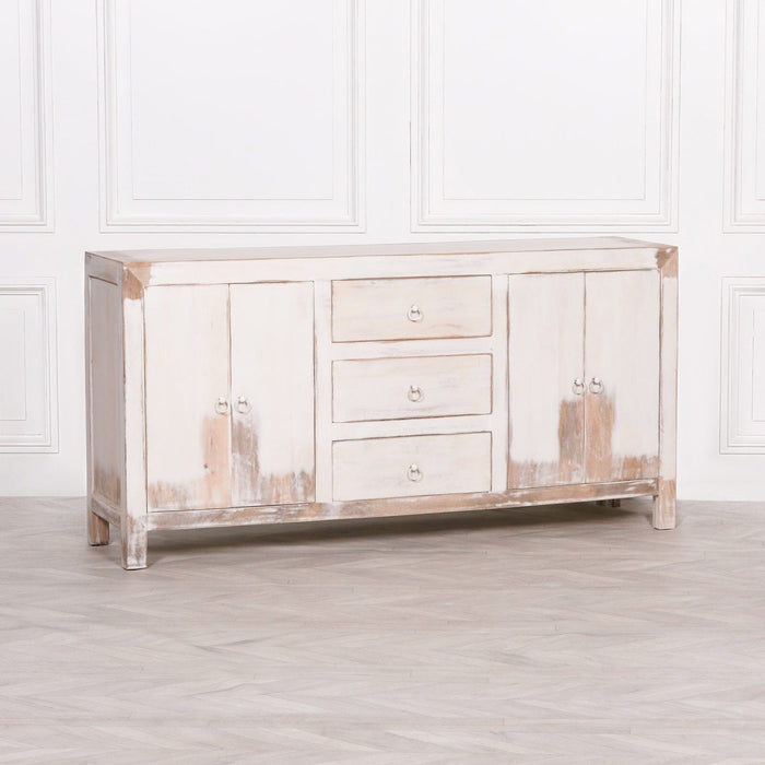 White Distressed Oriental Sideboard Console Table Maison Repro 