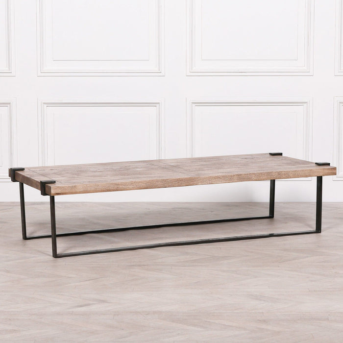 Industrial Wrought Iron Coffee Table With Rustic Wood Top Coffee Table Maison Repro 