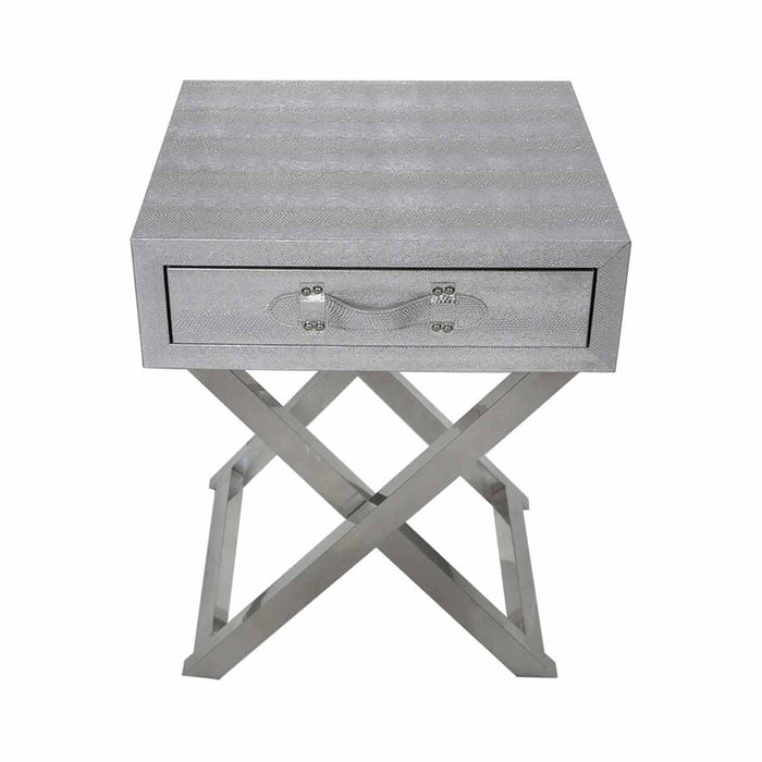 Silver Faux Snakeskin End Table Side Table CIMC 