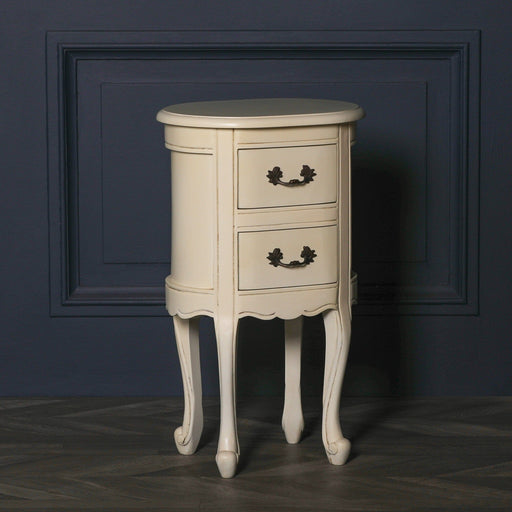 Aged Ivory Oval Bedside Bedside Tables Maison Repro 