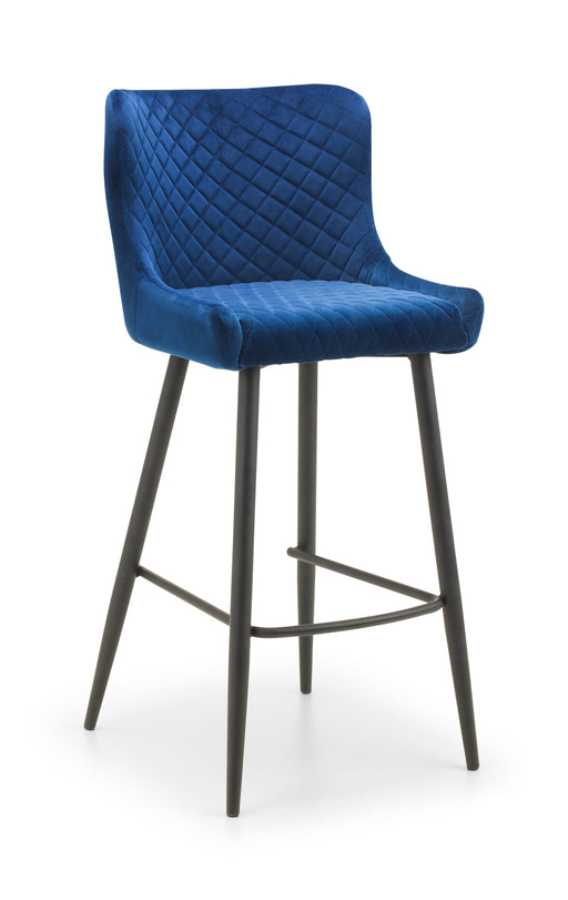 Luxe Velvet Bar Stool - Blue Bar Stools Julian Bowen V2 