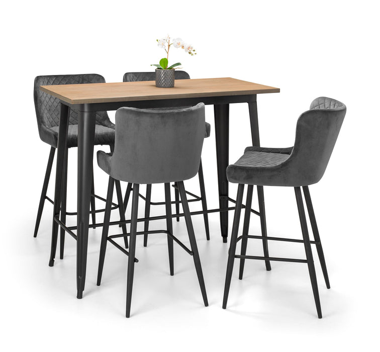 Luxe Velvet Bar Stool - Grey Bar Stools Julian Bowen V2 