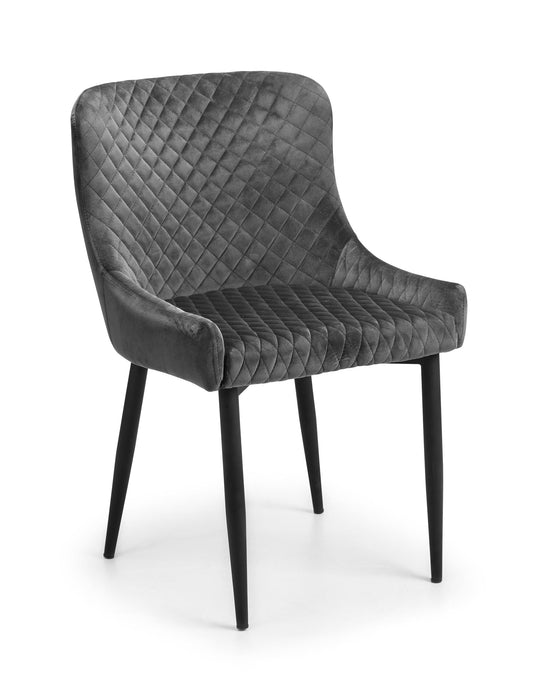 Luxe Velvet Dining Chair Grey/Black (2 Per Box) Dining Chairs Julian Bowen V2 