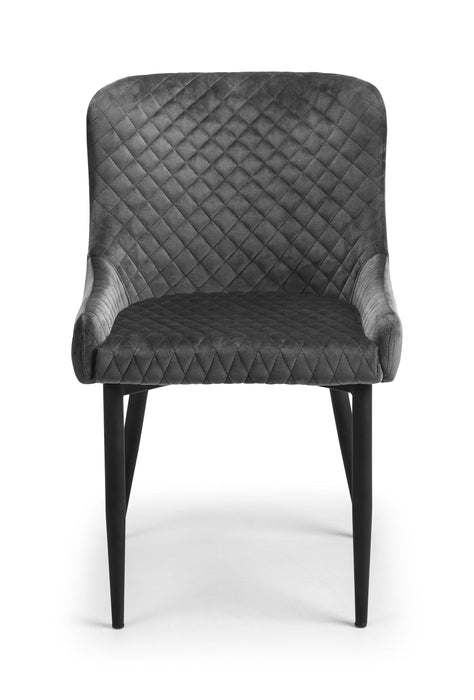 Luxe Velvet Dining Chair Grey/Black (2 Per Box) Dining Chairs Julian Bowen V2 