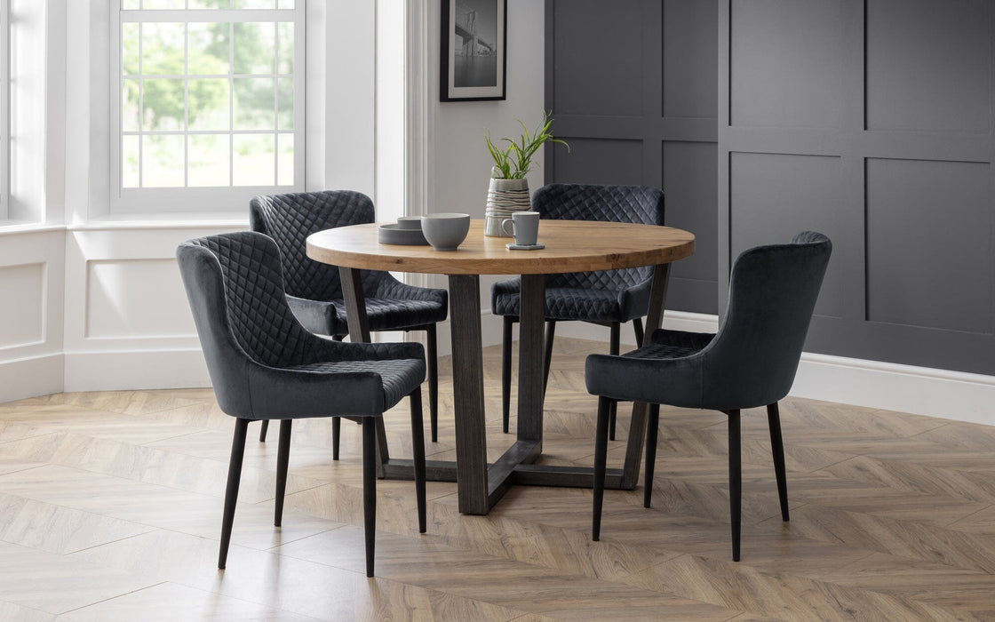 Luxe Velvet Dining Chair Grey/Black (2 Per Box) Dining Chairs Julian Bowen V2 