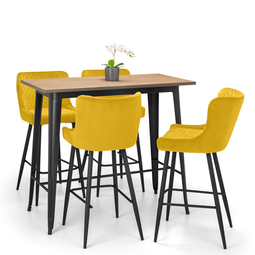 Luxe Velvet Bar Stool - Mustard Bar Stools Julian Bowen V2 