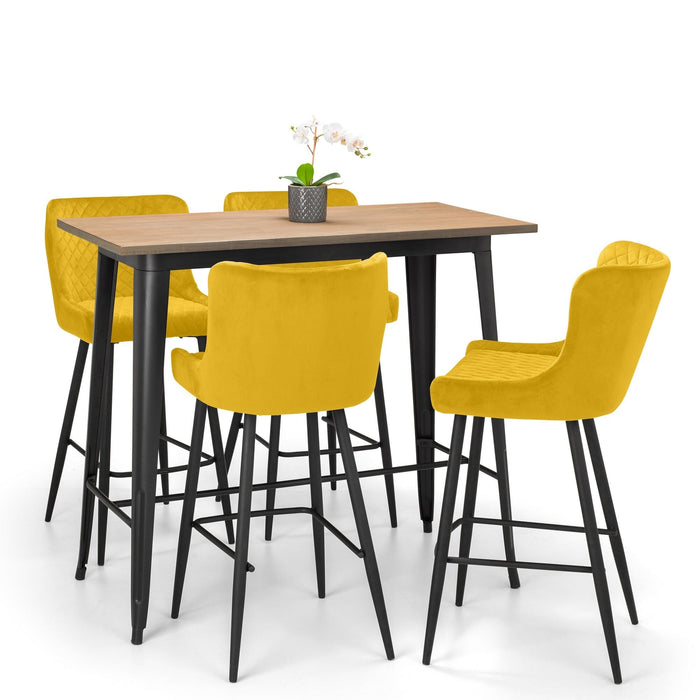 Luxe Velvet Bar Stool - Mustard Bar Stools Julian Bowen V2 