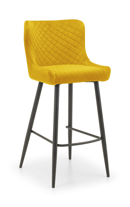 Luxe Velvet Bar Stool - Mustard Bar Stools Julian Bowen V2 