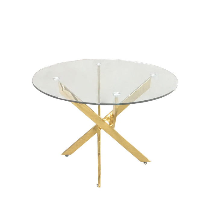 Value Nova Gold Base with Round Clear Glass Top Dining Table Dining Tables CIMC 