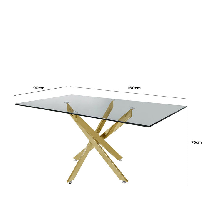 Value Nova Rectangular Gold And Glass Dining Table Dining Tables CIMC 