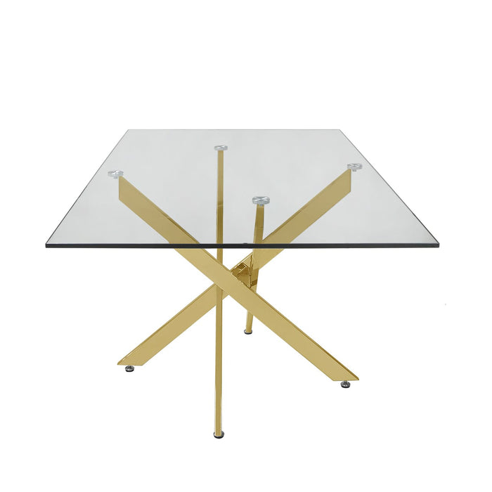 Value Nova Rectangular Gold And Glass Dining Table Dining Tables CIMC 