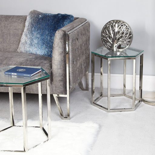 Value Hexagon Silver Stainless Steel End Table Side Table CIMC 