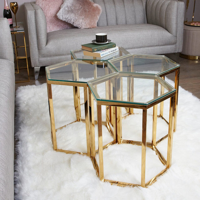 Value Hexagon Gold Metal End Table Side Table CIMC 