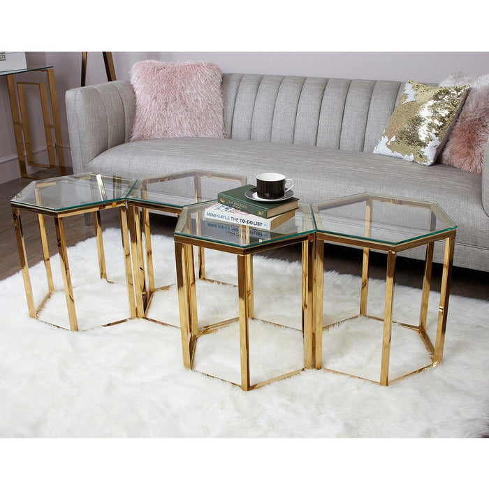 Value Hexagon Gold Metal End Table Side Table CIMC 