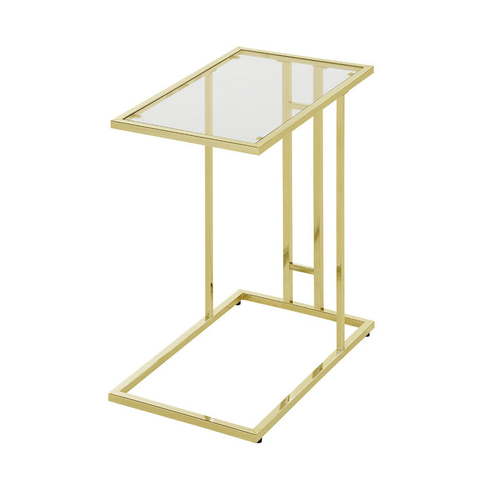 Value Harry C-Shaped Chrome Gold Frame with Rectangular Clear Glass Top Sofa Table Side Table CIMC 