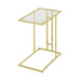 Value Harry C-Shaped Chrome Gold Frame with Rectangular Clear Glass Top Sofa Table Side Table CIMC 