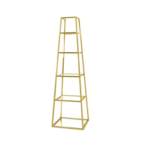 Logan 200cm Gold and Clear Glass 5 Tiered Ladder Display Unit Shelving Unit CIMC 