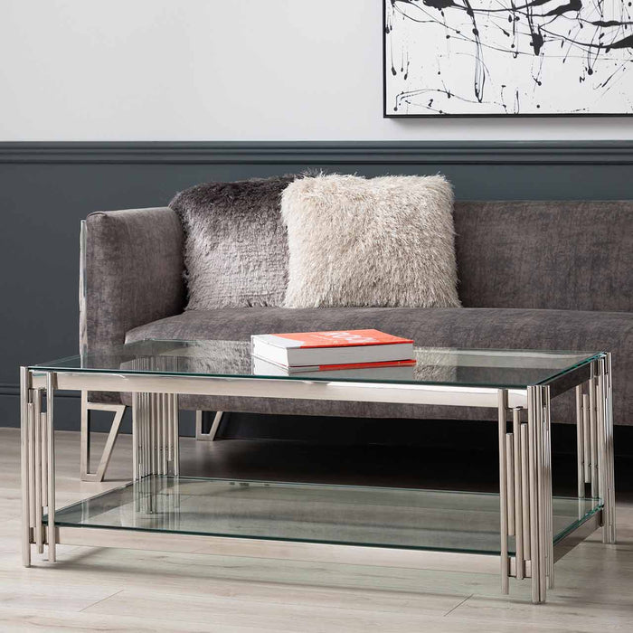 Cohen Steel Tubes and Clear Glass Coffee Table Coffee Table CIMC 