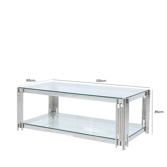 Cohen Steel Tubes and Clear Glass Coffee Table Coffee Table CIMC 