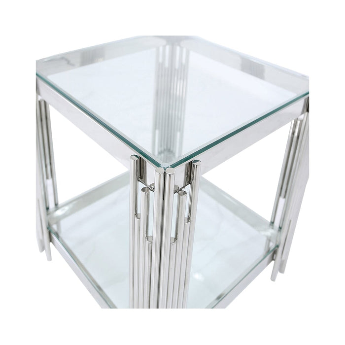 Cohen Steel Tubes and Clear Glass End Table Side Table CIMC 