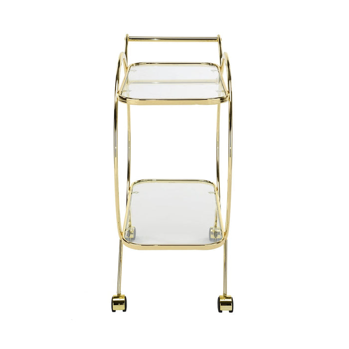 Value Harry Featuring Circular Exterior Design with Rectangular Clear Glass Shelving and Gold Metal Frame Drink Trolley Shelving Unit CIMC 