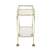 Value Harry Featuring Circular Exterior Design with Rectangular Clear Glass Shelving and Gold Metal Frame Drink Trolley Shelving Unit CIMC 