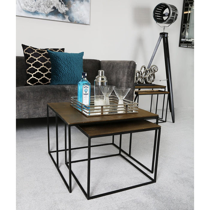 Value Mahi Set of 2 Black and Gold Nesting Tables Nest Of Tables CIMC 