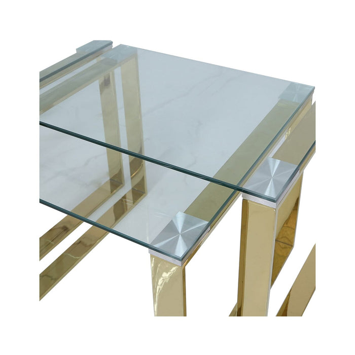 Value Set Of 3 Harry Gold Steel And Clear Glass End Tables Side Table CIMC 