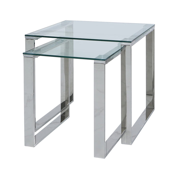 Value Harry Steel And Clear Glass Nest Of 2 End Tables Nest Of Tables CIMC 