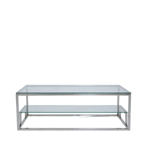 Value Harry Steel And Clear Glass Tiered Coffee Table Coffee Table CIMC 