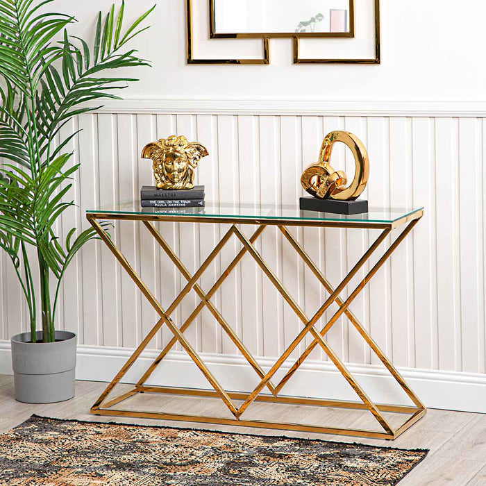 Value Imperia Gold Glass Top Console Table Console Table CIMC 