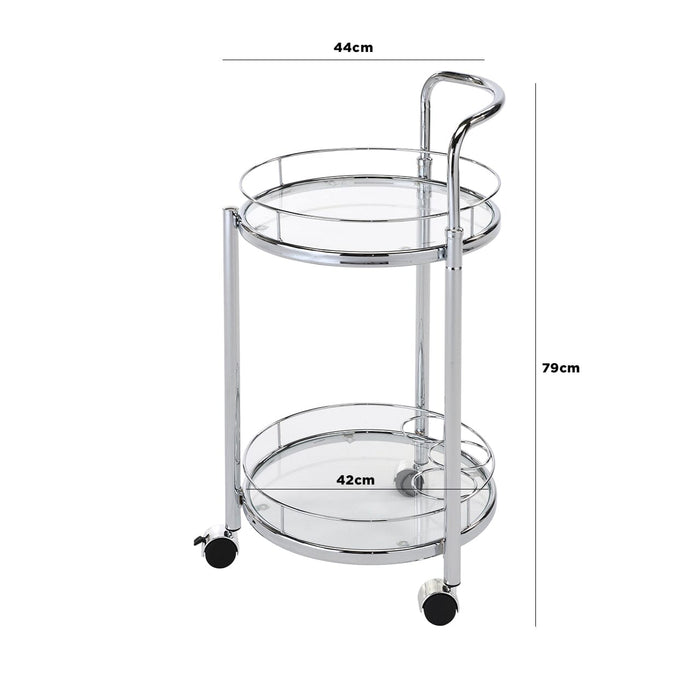 Value Harry Chrome Metal & Clear Trolley Shelving Unit CIMC 