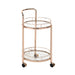 Value Harry Rose Gold Metal & Clear Glass Trolley Shelving Unit CIMC 