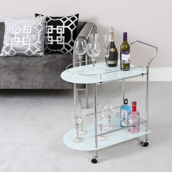 Value Bavaro Chrome Metal Drinks Trolley Shelving Unit CIMC 