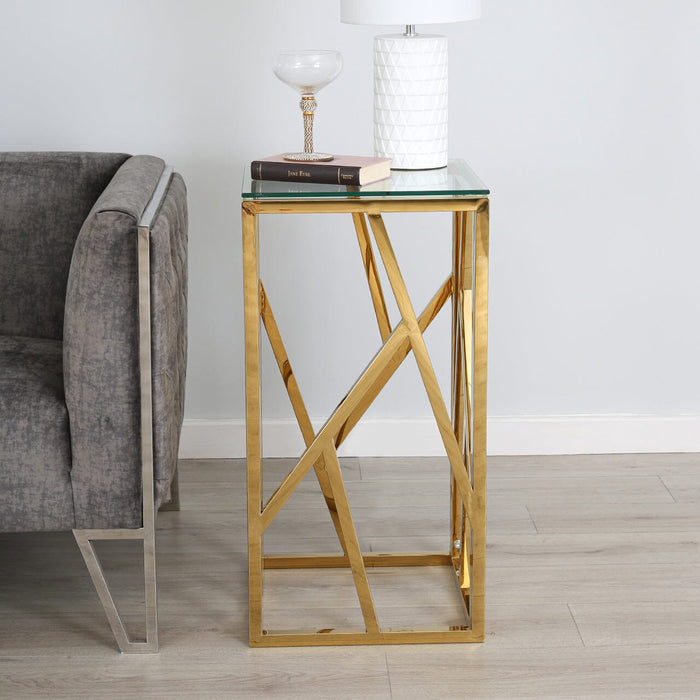 Azaria Gold Metal Telephone Table Side Table CIMC 