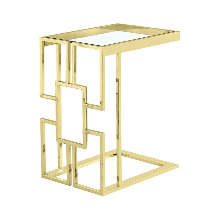 Geo C-Shaped Gold Metal Frame with Clear Glass Top Sofa Table Side Table CIMC 