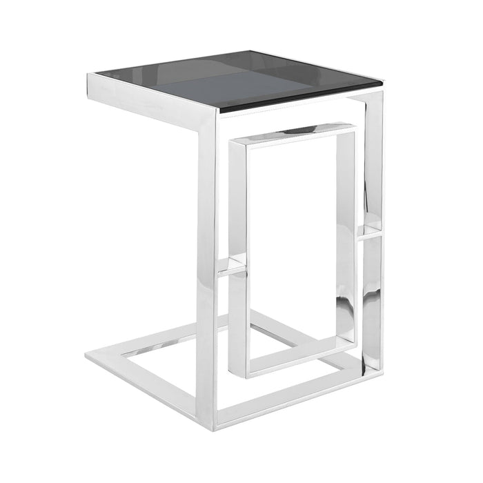 Silver Smoked Top Glass Square Apex Stainless Steel Sofa Table Side Table CIMC 