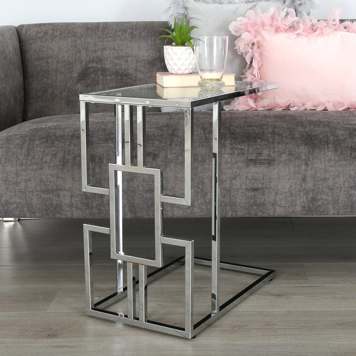 Geo Silver Chrome Glass Top Sofa Table Side Table CIMC 