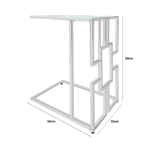 Geo Silver Chrome Glass Top Sofa Table Side Table CIMC 