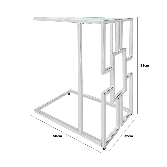 Geo Silver Chrome Glass Top Sofa Table Side Table CIMC 