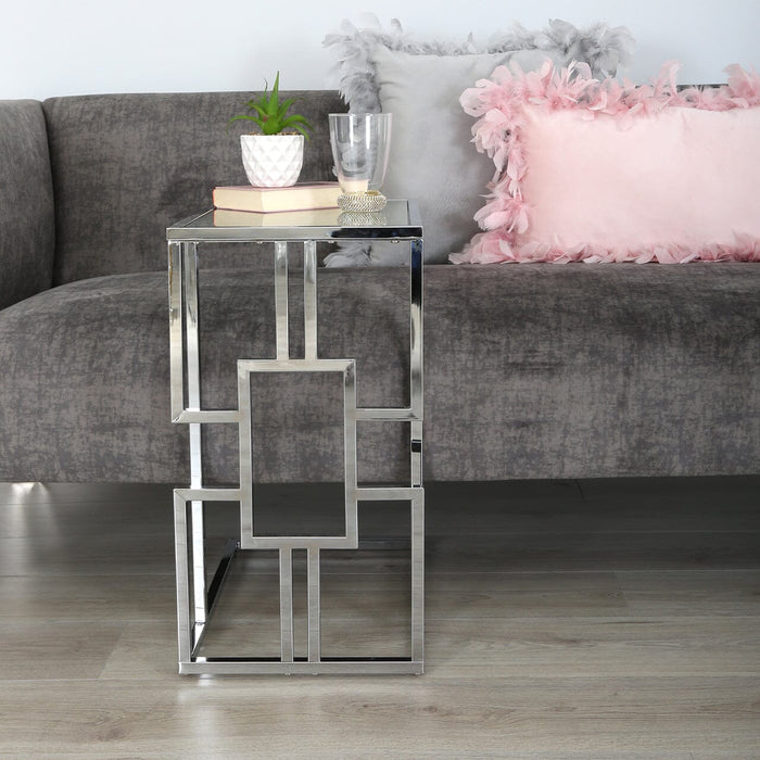 Geo Silver Chrome Glass Top Sofa Table Side Table CIMC 