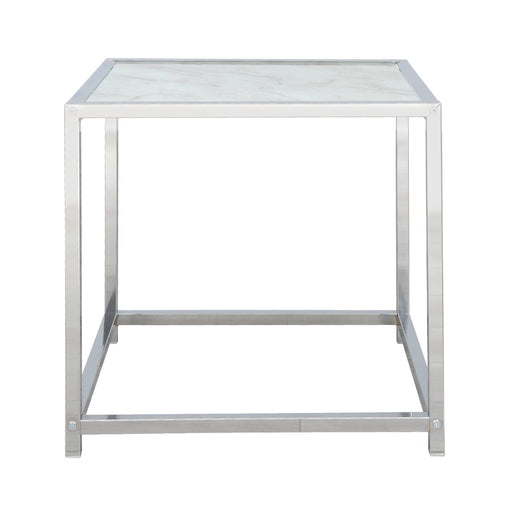 Carra White Marble Effect End Table Side Table CIMC 