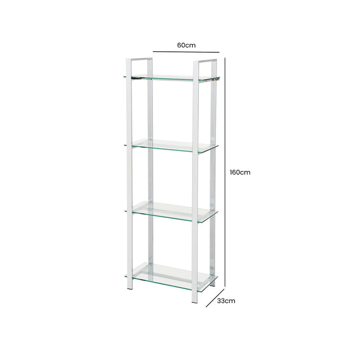 Harry 160cm Chrome and Glass 3 Tier Display Unit Shelving Unit CIMC 