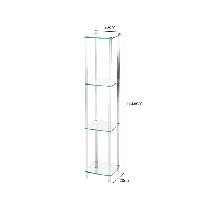 Harry 126cm Chrome and Glass 3 Tier Display Unit Shelving Unit CIMC 