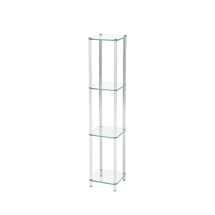 Harry 126cm Chrome and Glass 3 Tier Display Unit Shelving Unit CIMC 