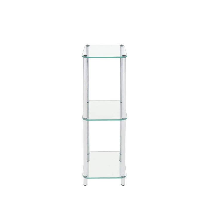 Harry 86cm Chrome and Glass 3 Tier Display Unit Shelving Unit CIMC 