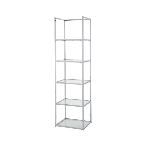 Logan 189cm Chrome and Glass 5 Tiered Rectangular Display Unit Shelving Unit CIMC 