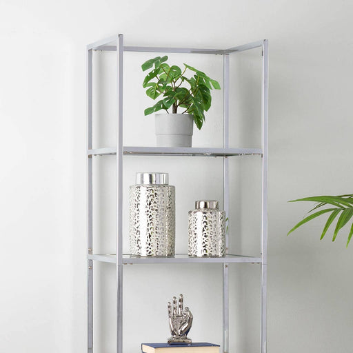 Logan 189cm Chrome and Glass 5 Tiered Rectangular Display Unit Shelving Unit CIMC 