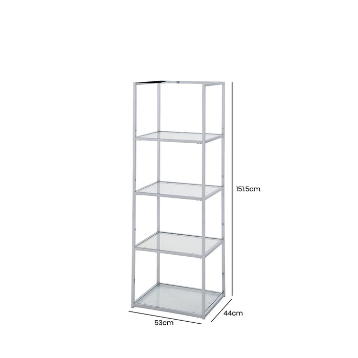 Logan 151.5cm Chrome and Glass 4 Tiered Rectangular Display Unit Shelving Unit CIMC 