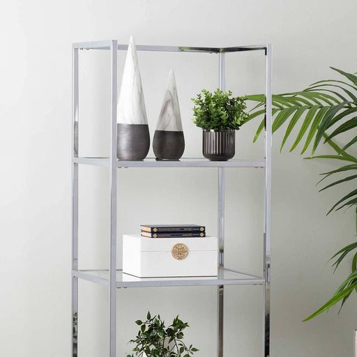 Logan 151.5cm Chrome and Glass 4 Tiered Rectangular Display Unit Shelving Unit CIMC 